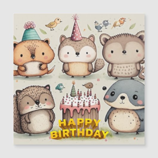 Happy Birthday Custom Card Magnetkarte (Vorderseite)