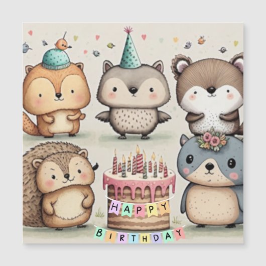 Happy Birthday Custom Card Magnetkarte (Vorderseite)