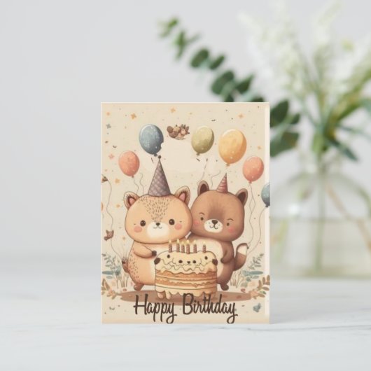 Happy Birthday Custom Card Postkarte (Stehend Vorderseite)