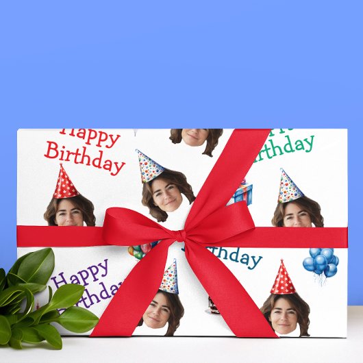 Happy Birthday Custom Face Foto Geschenkpapier