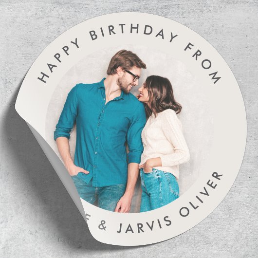 Happy Birthday Custom Foto Classic Round Sticker