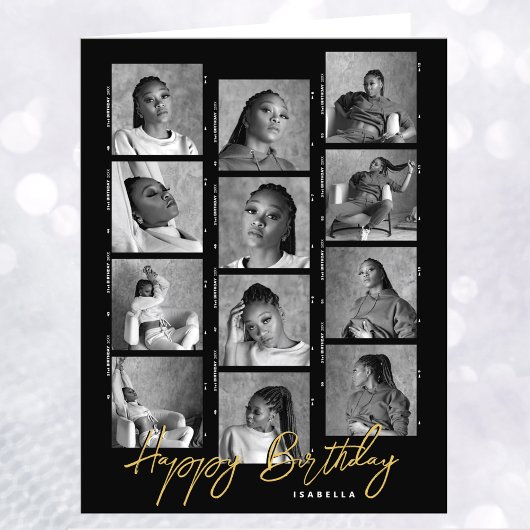 Happy Birthday Custom Foto Film Strip Black Big Karte