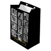 Happy Birthday Custom Foto Film Strip Black Mittlere Geschenktüte (Vorderseite Schrägansicht)