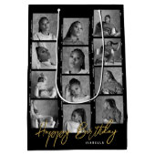 Happy Birthday Custom Foto Film Strip Black Mittlere Geschenktüte (Rückseite)