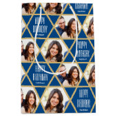 Happy Birthday Custom Foto Name Star Pattern Blau Mittlere Geschenktüte (Vorderseite)