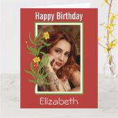 Happy Birthday Custom Foto Orange Border Karte (Gelbe Blume)