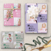 Happy Birthday Custom Foto Pink Lavender Set 3 Geschenkpapier Set