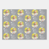 Happy Birthday Custom Foto Set 3 Blue Yellow Geschenkpapier Set (Vorderseite 3)