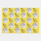 Happy Birthday Custom Foto Set 3 Blue Yellow Geschenkpapier Set (Vorderseite 2)