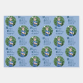 Happy Birthday Custom Foto Set 3 Blue Yellow Geschenkpapier Set (Vorderseite)