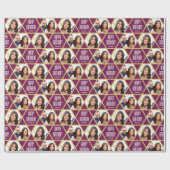 Happy Birthday Custom Foto Star Pattern Plum Geschenkpapier (Flach)