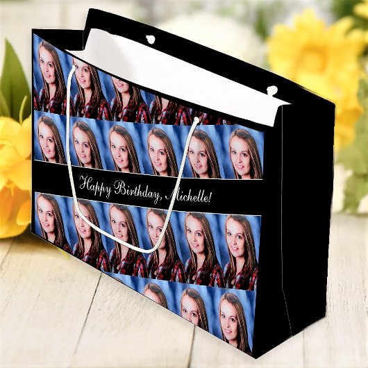 Happy Birthday Custom Foto Text Personalisiert Große Geschenktüte