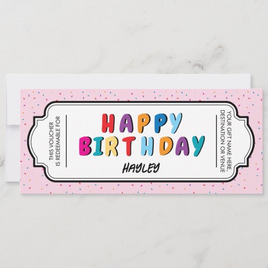 Happy Birthday Custom Geschenkgutschein (Rückseite)