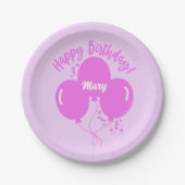 Happy Birthday Custom Hot Pink Balloons Pappteller (Vorderseite)