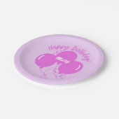 Happy Birthday Custom Hot Pink Balloons Pappteller (Schrägansicht)