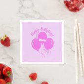Happy Birthday Custom Hot Pink Balloons Serviette (Beispiel)