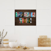 Happy Birthday Custom Licence Plate Lettering Sign Poster (Küche)