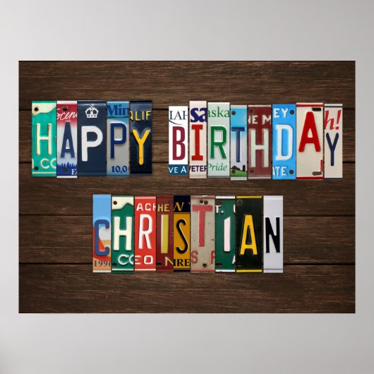 Happy Birthday Custom Licence Plate Lettering Sign Poster (Vorne)