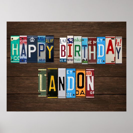 Happy Birthday Custom License Plate Signature LAND Poster (Vorne)