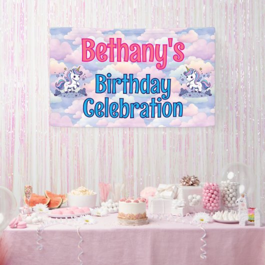 Happy Birthday Custom Magical Unicorn Banner (Party)