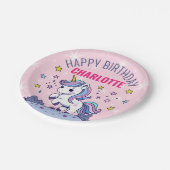 Happy Birthday Custom Magical Unicorn Pappteller (Schrägansicht)