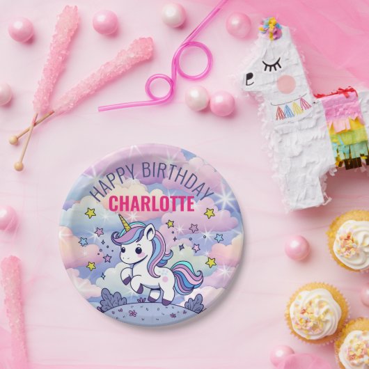 Happy Birthday Custom Magical Unicorn Pappteller (Party)