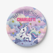 Happy Birthday Custom Magical Unicorn Pappteller (Vorderseite)