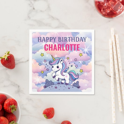 Happy Birthday Custom Magical Unicorn Serviette (Beispiel)