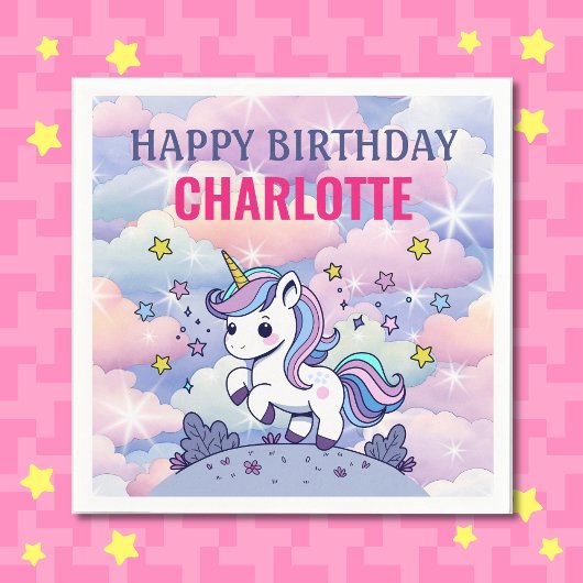 Happy Birthday Custom Magical Unicorn Serviette