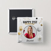 Happy Birthday Custom Modern Foto Gift Button (Vorne & Hinten)
