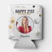 Happy Birthday Custom Modern Foto Gift Dosenkühler (Rückseite)