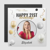Happy Birthday Custom Modern Foto Gift Magnetkarte (Vorne/Hinten)