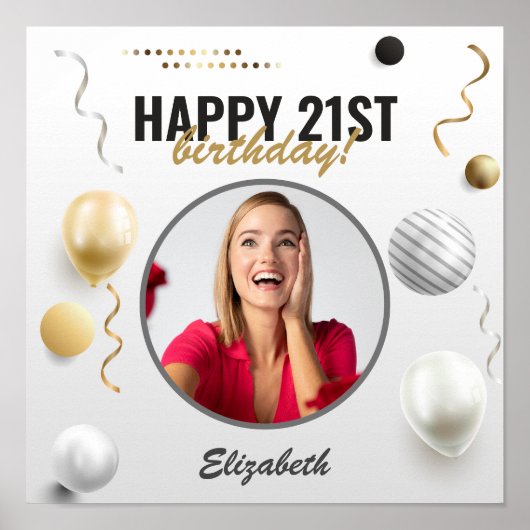 Happy Birthday Custom Modern Foto Gift Poster (Vorne)