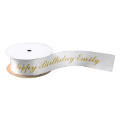 Happy Birthday Custom Name Gold Script Satinband (Spule)