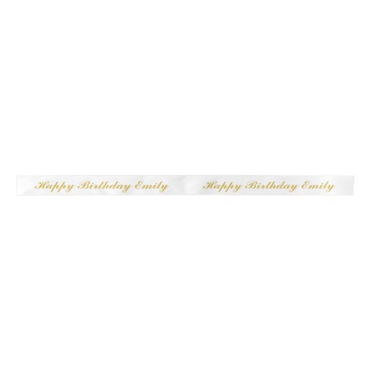 Happy Birthday Custom Name Gold Script Satinband (Vorderseite)