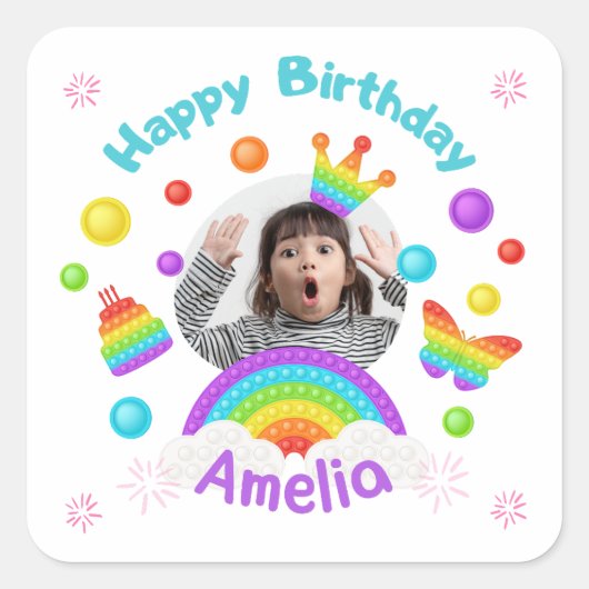 happy birthday custom name kids sticker (Vorderseite)