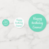 Happy Birthday - Custom Personalisiert Aquamarin & Konfetti (Vorderseiten)