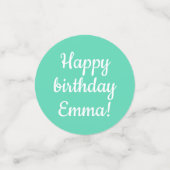 Happy Birthday - Custom Personalisiert Aquamarin & Konfetti (Klein Vorderseite)