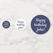 Happy Birthday - Custom Personalisiert Blue & Whit Konfetti (Vorderseiten)