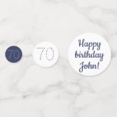 Happy Birthday - Custom Personalisiert Blue & Whit Konfetti (Rückseiten)
