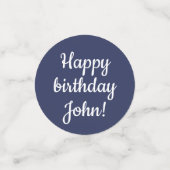 Happy Birthday - Custom Personalisiert Blue & Whit Konfetti (Klein Vorderseite)