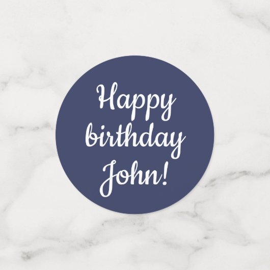 Happy Birthday - Custom Personalisiert Blue & Whit Konfetti (Klein Vorderseite)