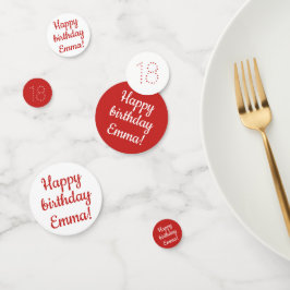 Happy Birthday - Custom Personalisiert Red & White Konfetti