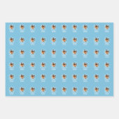 Happy Birthday Custom Photo Blue Wrapping Paper Geschenkpapier Set (Vorderseite 3)