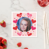 Happy Birthday Custom Photo Hearts Personalized Serviette (Beispiel)