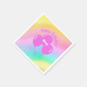 Happy Birthday Custom Rainbow Hot Pink Balloons Serviette (Ecke)