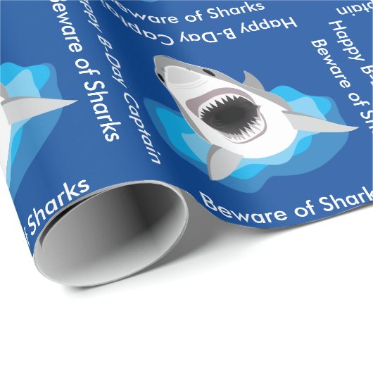 Happy Birthday Custom Shark Jaws Funny Geschenkpapier (Rolleneckpunkt)