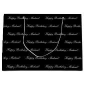 Happy Birthday Custom Text Black Chic Große Geschenktüte (Vorderseite)