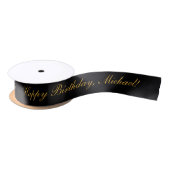 Happy Birthday Custom Text Black Chic Satinband (Spule)