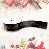 Happy Birthday Custom Text Black Chic Satinband